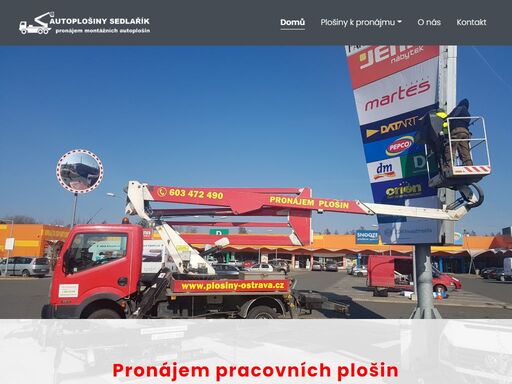 pracovní plošiny poskytujeme nejen firmám, úřadům ale i soukromým osobám a to včetně proškolené obsluhy.