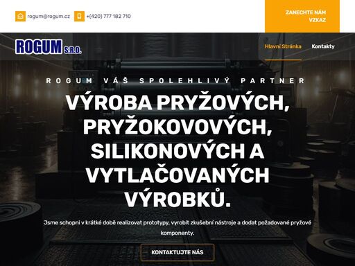 firma rogum se zabývá výrobou pryžových těsnících prvků, výrobou technické pryže, silikonových výrobků, vytlačovaných výrobků a profilů, vstřikovaných výrobků a silenbloků, autokoberců.