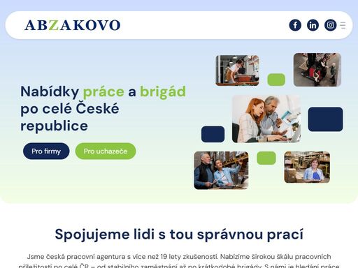 jsme pracovní agentura s pobočkami v praze, brně a hradci králové. najít práci nebo zaměstnance můžete i online. objevte naše nabídky práce.