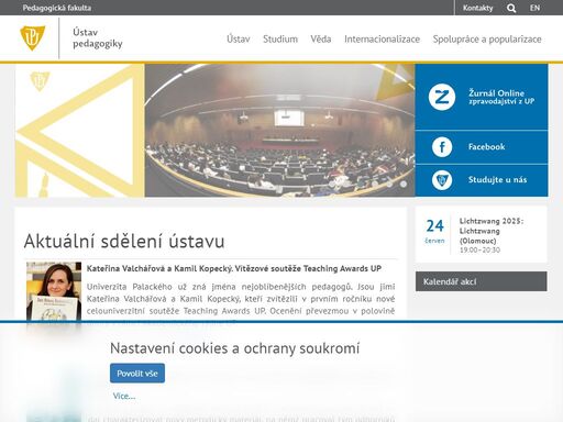 hlavní webové stránky pedagogické fakulty univerzity palackého v olomouci