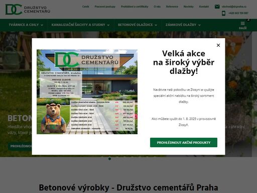 sortiment betonových výrobků, jako je betonová dlažba, ztracené bednění, betonové ploty, kanalizační šachty, betonové tvárnice, obrubníky a další produkty z betonu. 