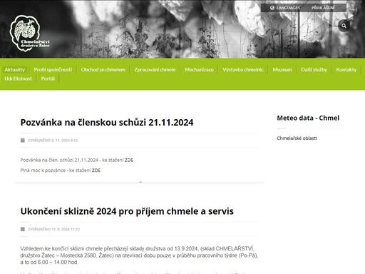 chmelařství, družstvo žatec, obchod se chmelem, zpracování a skladování chmele, mechanizace a výstavba chmelnic
