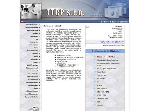 ttcp s.r.o., vývoj software a podnikových řešení, automatizace podnikových procesů, systémová integrace, databázové systémy...