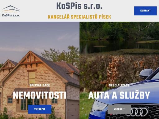 kaspis s.r.o. kancelář specialistů písek kontakt specializace nemovitosti vstoupit specializace auta a služby vstoupit