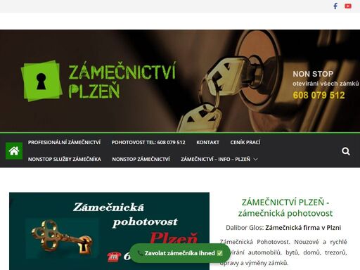 zámečnictví plzeň: zámečník nonstop tel: 608 079 512. zámečnická pohotovost. otevírání automobilů, bytů, domů, trezorů, opravy a výměny zámků.