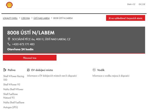 8008 ústí n/labem je čerpací stanice v oblasti ústí nad labem. tato stanice zahrnuje billa, myčka a toalety.