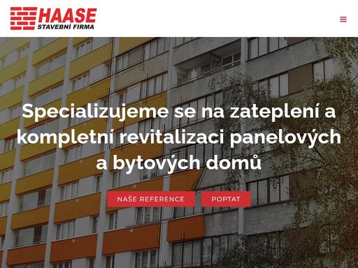 jsme stavební firma se specializací na rekonstrukce panelových a bytových domů. působíme v hradci králové, dvoře králové n.l, pardubicích, trutnově, praze, ...