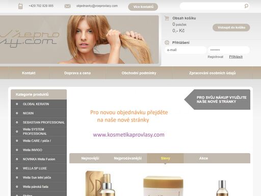 e-shop zaměřený na prodej vlasové kosmetiky
