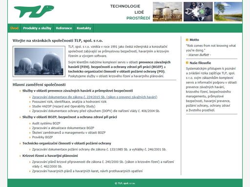 tlp, spol. s r.o. - prevence závažných havárií, průmyslová bezpečnost, krizové řízení, havarijní plánování