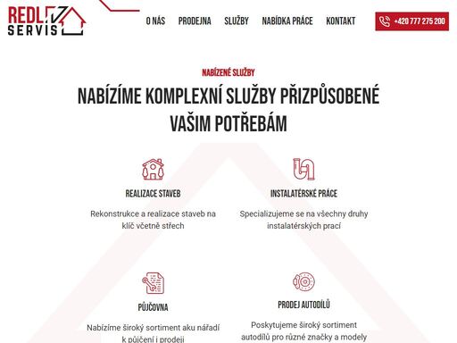 redl servis - stavební činnost, velkoobchod origirnálních náhradních autodílů, prodejna a půjčovna nářadí, voda, topení, plyn, montážní práce