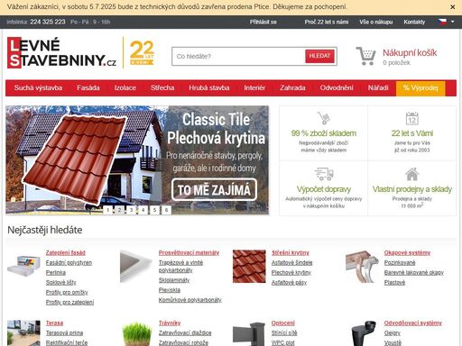 vybírejte z široké nabídky stavebnin a vybavení na stavbu. prodáváme veškeré stavební materiály a příslušenství. většina zboží skladem. akce a slevy. doručení do 24 hodin.