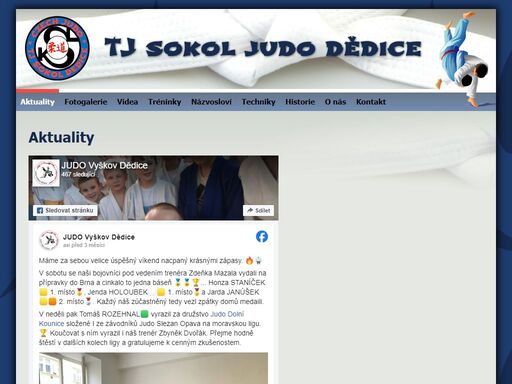 aktuality oddílu tj sokol judo dědice. pro více informací navštivte tyto stránky.