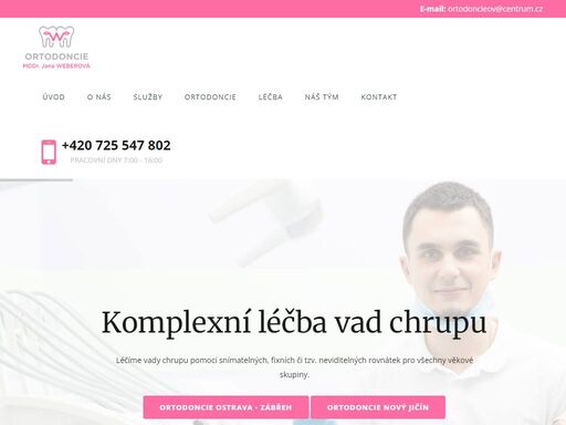 ortodoncie ostrava - zábřeh, mddr. jana weberová poskytuje komplexní léčbu veškerých vad chrupu pomocí snímatelných, fixních či tzv. neviditelných rovnátek.