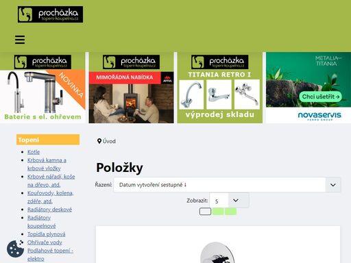 eshop pro instalatérské materiály - topení, koupelny, pro vodu, plyn, vybavení koupelen, trubky, odpady, izolace, ohřívače, bojlery 