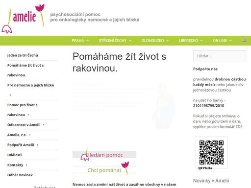 amelie je tu pro každého, koho zaskočila onkologická nemoc, osobně nebo v blízkém okolí. nabízíme možnost bezplatné péče odborníků i laiků.