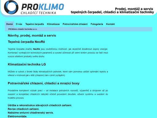 proklimo - tepelná čerpadla, kotlikové dotace, klimatizace, potravinářské chlazení, chladicí a mrazicí boxy - prodej, montáž, servis - zlín, brno, olomouc