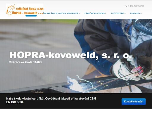 oficiální webové stránky svářečské školy hopra-kovoweld, s.r.o. hodonín