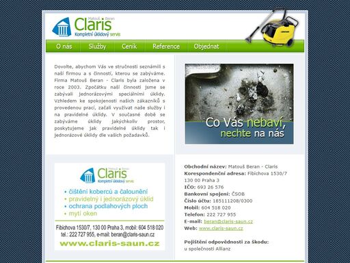 matouš beran - claris: kompletní úklidový servis.