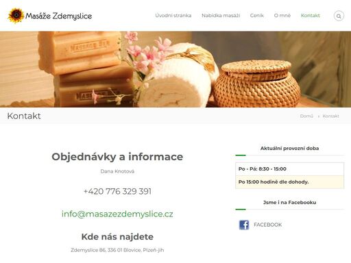 kontakty na masáže zdemyslice, dana knotová. pro otázky či objednávky volejte: 776 329 391.