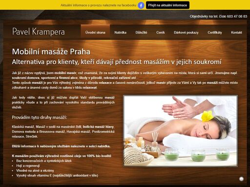 mobilní masáže praha. alternativa pro klienty, kteří dávají přednost masážím v jejich soukromí. jeden cíl však mají všechny druhy masáží společný a tím je naprosté uvolnění pohybového ústrojí, odstranění únavy a zrelaxování organismu. masáže praha.