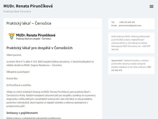 praktický lékař v černošicích u prahy. nabízíme profesionální péči, prevenci, diagnostiku, léčbu a individuální přístup k pacientům.
