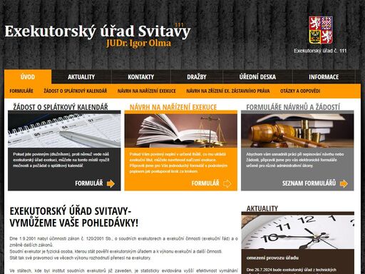 oficiální stránky exekutorského úřadu svitavy, judr. igor olma