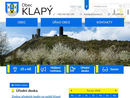 oficiální stránky obce klapý