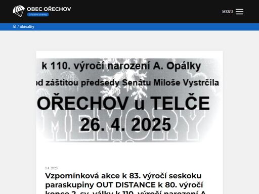 oficiální internetové stránky obce ořechov u telče na vysočině.