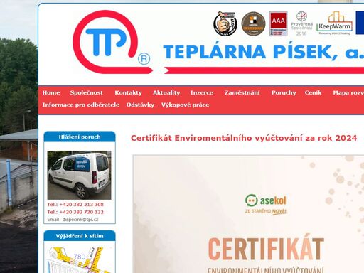 teplárna písek, a.s. ekologická výroba a dodávka tepla a elektrické energie. 