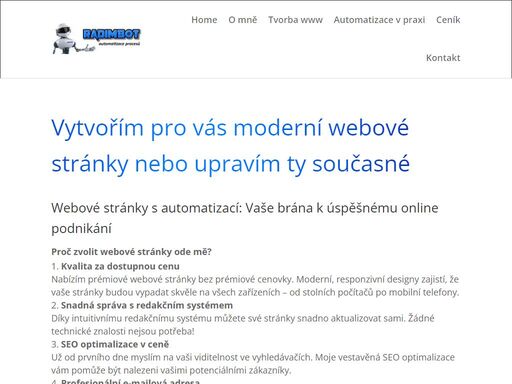 proč zvolit webové stránky ode mě?
