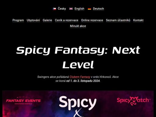 swingers akce pořádaná clubem fantasy v srdci krkonoš. akce se koná od 1. do 3. listopadu 2024.
