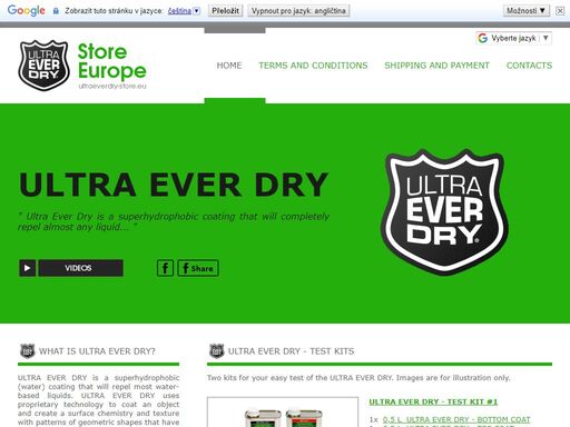 european online retailer of ultra ever dry. ultra ever dry is a superhydrophobic coating that will completely repel almost any liquid.
