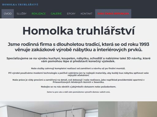zakázková výroba nábytku a truhlářských výrobků na míru. nabízíme kvalitní služby od zaměření, návrhu, vizualizace až po montáž. dbáme na vaši spokojenost a preciznost každého detailu.