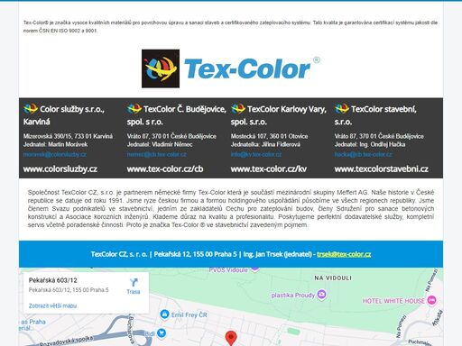 společnost texcolor cz, s.r.o. je partnerem německé firmy tex-color která je součástí mezinárodní skupiny meffert ag.