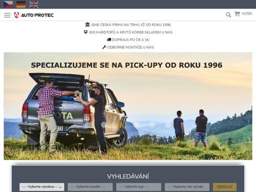 působíme na trhu od roku 1996 a specializujeme se na příslušenství pro pick-upy.
                jsme jediným autorizovaným zástupcem firem aeroklas, rhino linings, truck covers usa v české republice.
                pro pick-upy nabízíme hardtopy, kryty koreb, ochranu koreb, ochranu podvozku, ochranné rámy a nášlapy.
                rádi vám poradíme s výběrem vhodného příslušenství pro váš pick-up.
                unikátní dvouplášťové abs hardtopy firmy aeroklas pro všechny dostupné pick-upy.
                provádíme i polyuretanovou ochranu korby rhino linings.
                k dispozici přes 300 hardtopů skladem!
                více na www.hardtop.cz nebo www.autoprotec.cz
                auto protec s.r.o.
                