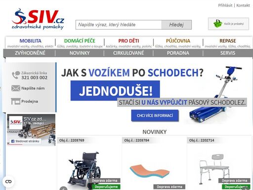 zdravotnické pomůcky a kompenzační pomůcky, invalidní vozíky, chodítka, zdravotní kočárky, polohovací lůžka, schodolezy