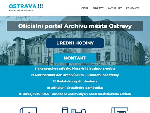 jedná se o webovou stránku archivu města ostravy