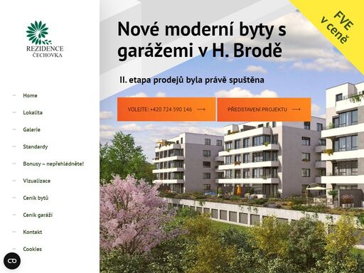 uzavřený areál moderních rezidenčních bytů s garážemi v lokalitě stromovka v h. brodě.