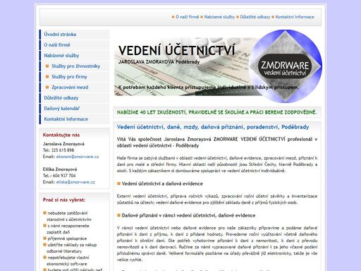 vedení účetnictví, daně, mzdy, daňová přiznání, poradenství, poděbrady