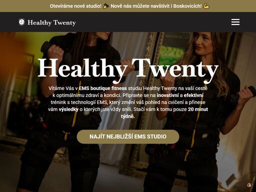 vítáme vás v ems boutique fitness studiu healthy twenty na vaší cestě k optimálnímu zdraví a kondici. zajděte si na trénink ještě dnes.