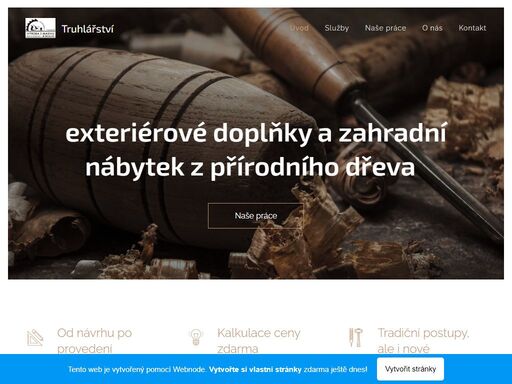 exteriérové doplňky a zahradní nábytek z přírodního dřeva