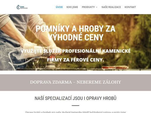 využijte služeb profesionální kamenické firmy za férové ceny. vyrábíme a montujeme všechny typy hrobů s dopravou zdarma.