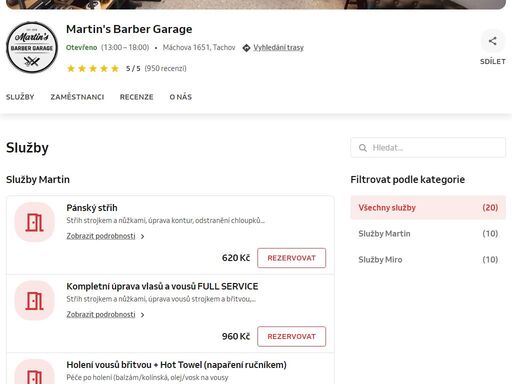 rezervujte online u martin's barber garage na adrese máchova 1651, tachov s 4.96 hvězdičkami.