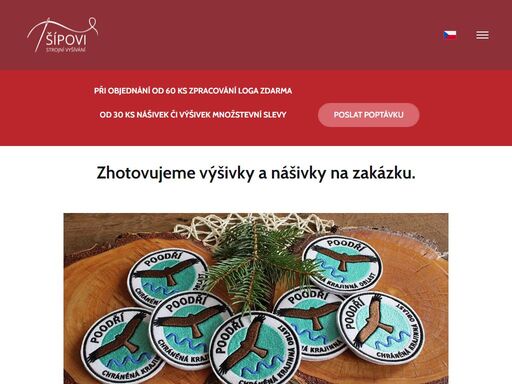 vyšívání šípovi, firma zabývající se strojním vyšívání, výrobou výšivek a nášivek na zakázku a přání zákazníka.
