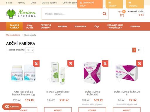 v naší internetové lékárně nabízíme volně prodejné přípravky z kategorie vitamínů, potravinových doplňků, kosmetiky a přípravky pro péči o vaše zuby. součástí sortimentu je také kojenecká výživa a různé produkty pro matky s dětmi, přírodní léčiva