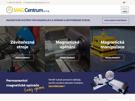 výhradní zástupce tecnomagnete. magnety pro manipulaci, upínání, závitořezné stroje. 6000+ instalací, 15 let zkušeností.