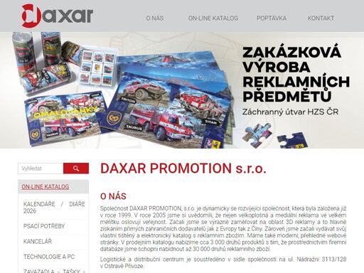 společnost daxar promotion s.r.o. poskytuje komplexní služby v oblasti mediální a velkoplošné reklamy. nabízíme až 30 000 druhů reklamního zboží.