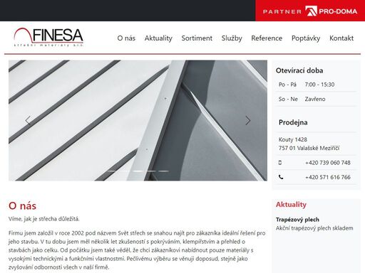 finesa je váš spolehlivý partner pro střechy a stavební materiály. nabízíme široký sortiment kvalitních produktů a profesionální služby.