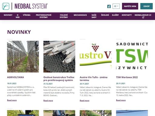 nabízíme kompletní řešení opěrných a protikroupových systémů pro trvalé kultůry - sady a vinice.