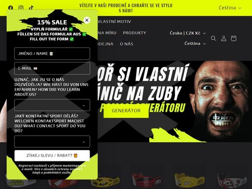 chrániče na zuby s vlastním motivem a dokonalou ochranou. ideální pro bojové sporty, hokej i rugby. vysoká kvalita, rychlé dodání. na míru i tvarovací. objednejte ještě dnes!